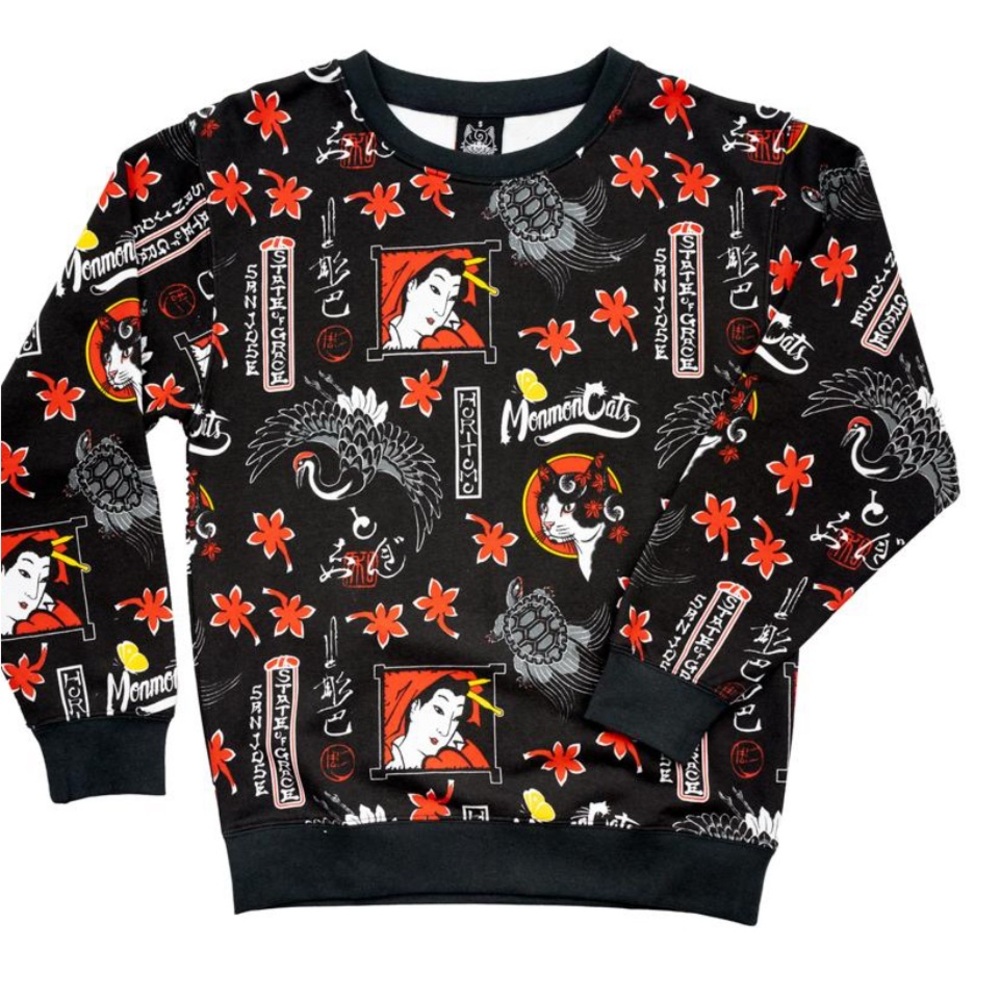 Monmon Cat Sun Cat French Terry Crewneck